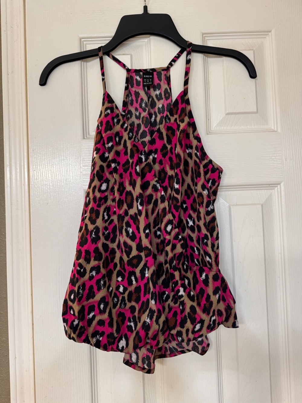 Express Hot Pink and Tan Leopard Print Camisole